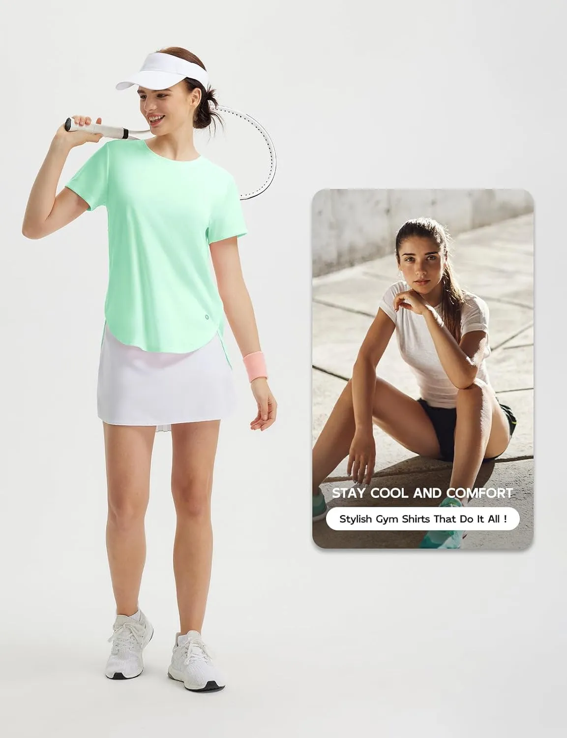 baleaf Women's Short Sleeve Workout Shirts Athletic Running Yoga Tops with Curved Hem Quick Dry Sun T-Shirt UPF 50 