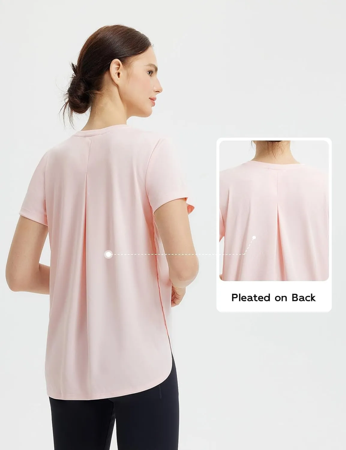 baleaf Women's Short Sleeve Workout Shirts Athletic Running Yoga Tops with Curved Hem Quick Dry Sun T-Shirt UPF 50 