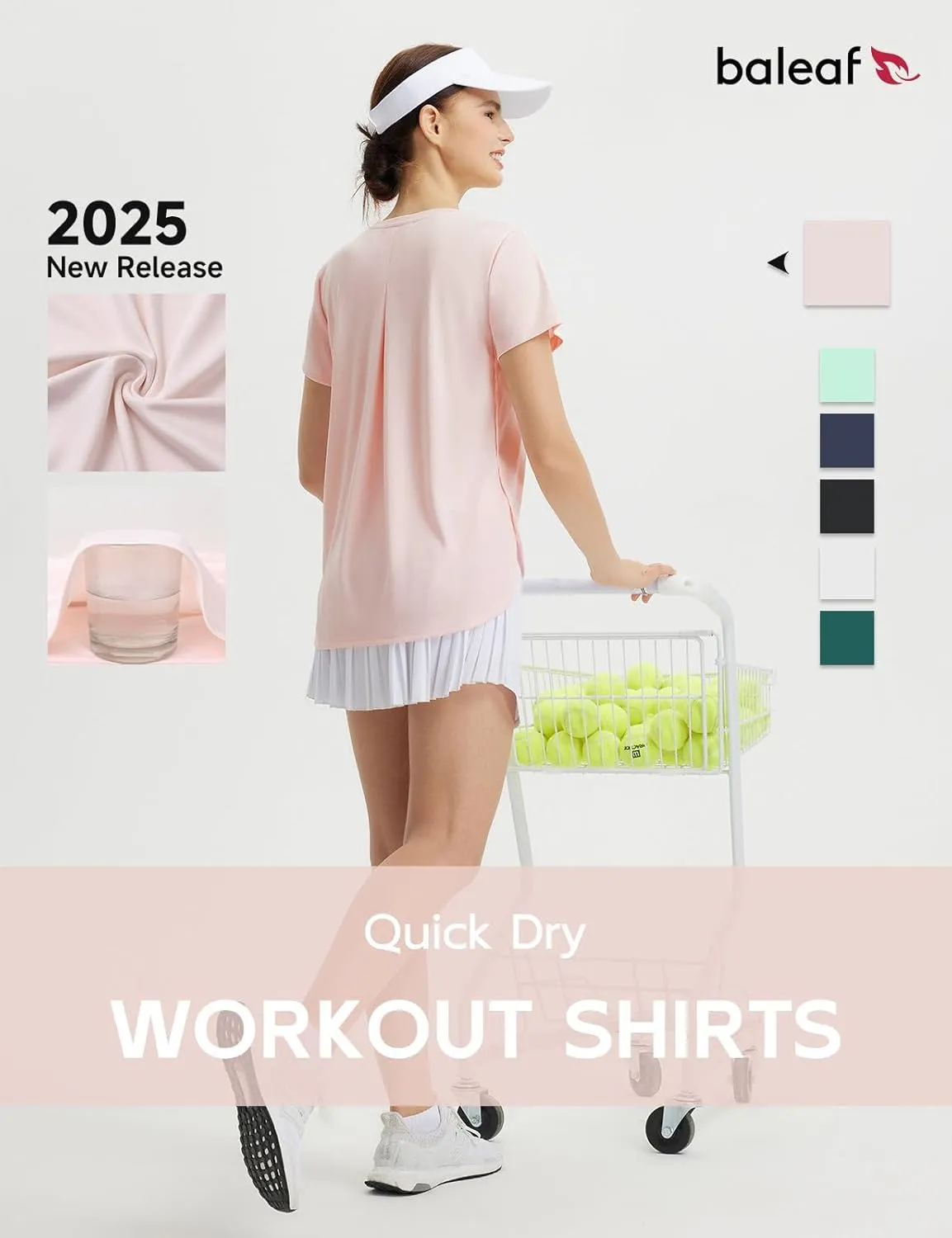 baleaf Women's Short Sleeve Workout Shirts Athletic Running Yoga Tops with Curved Hem Quick Dry Sun T-Shirt UPF 50 