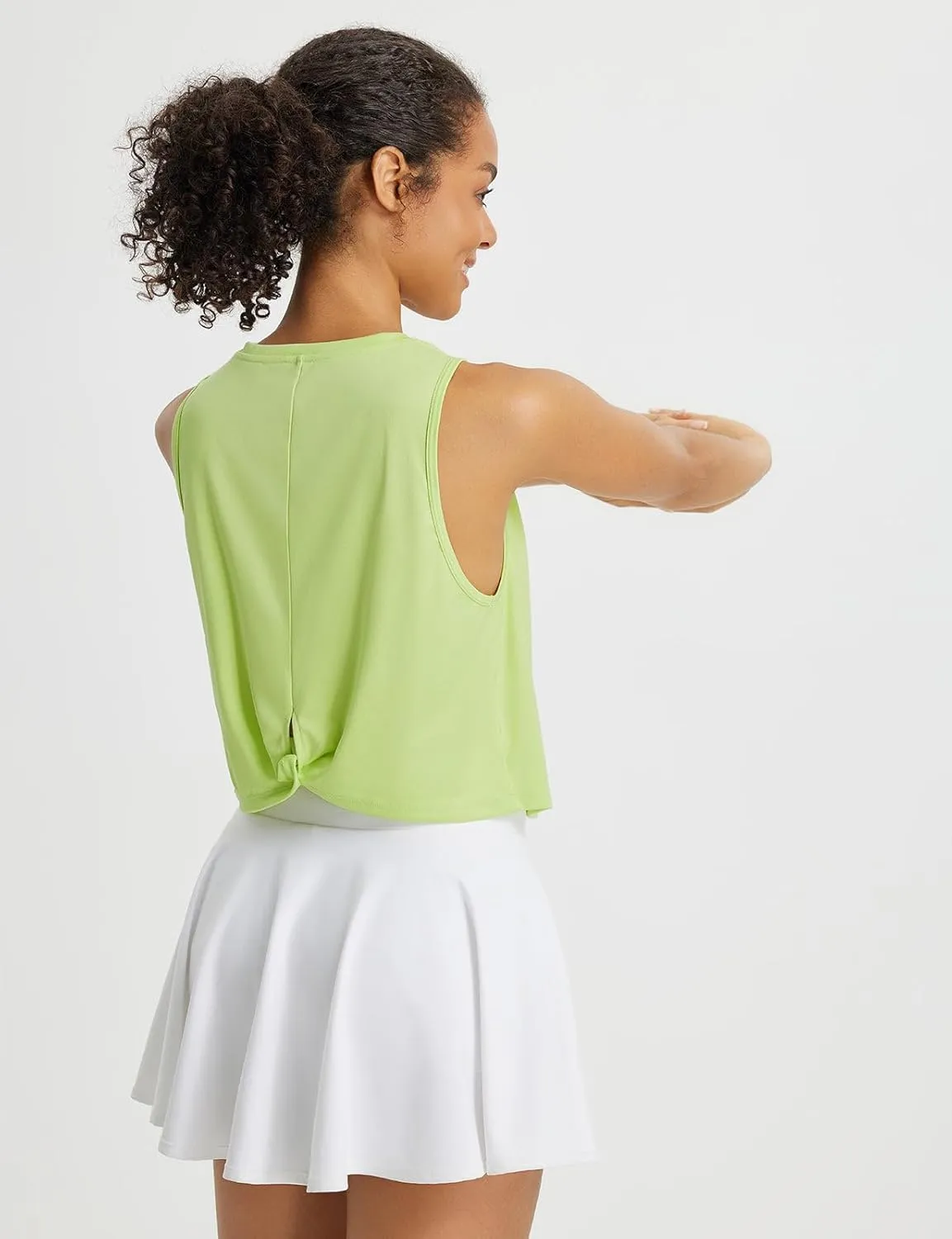 baleaf Workout Tops for Women Cropped Back Knotted Sleeveless Tank Tops Athletic Gym Yoga Running Shirts UPF50 