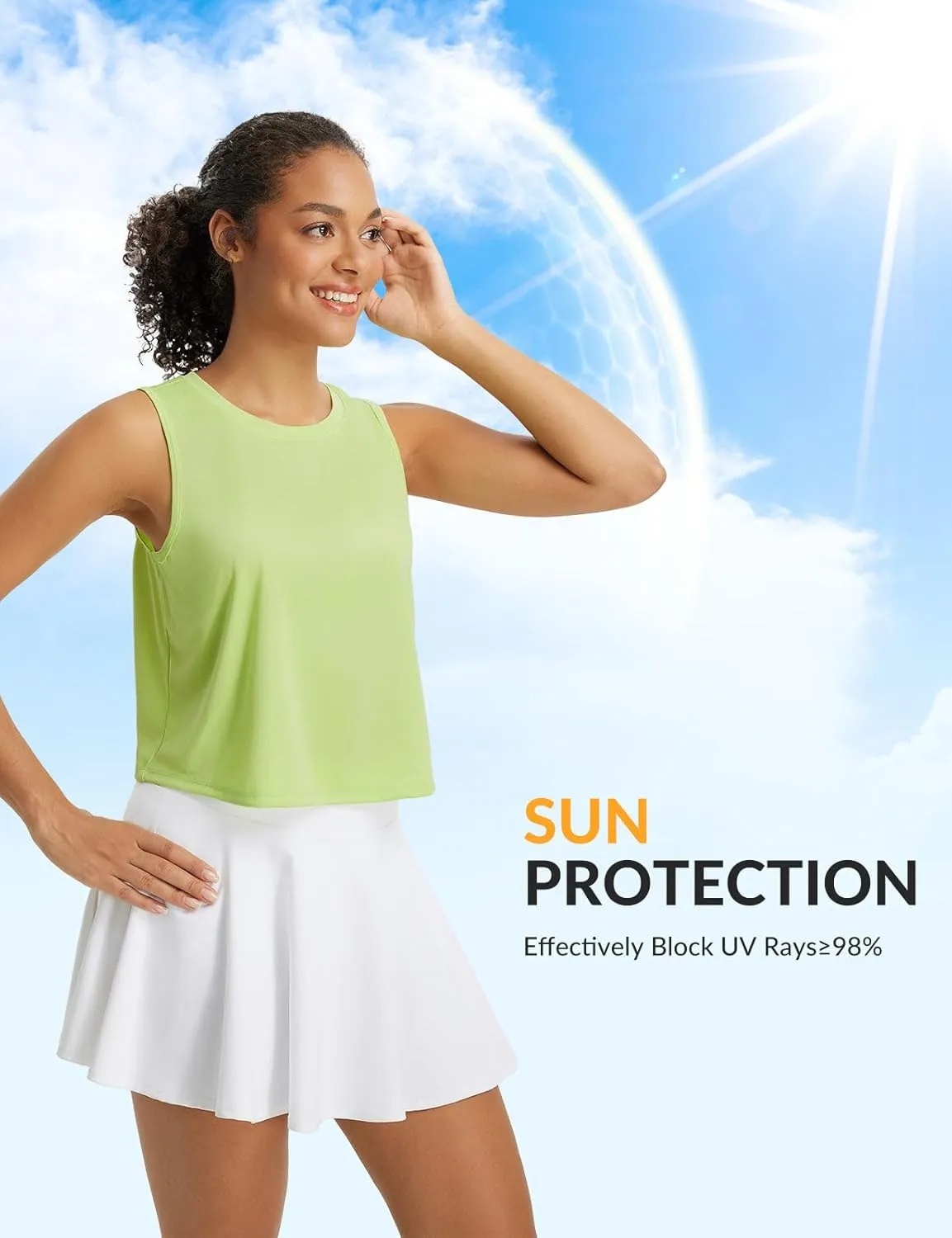 baleaf Workout Tops for Women Cropped Back Knotted Sleeveless Tank Tops Athletic Gym Yoga Running Shirts UPF50 