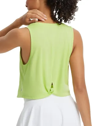 baleaf Workout Tops for Women Cropped Back Knotted Sleeveless Tank Tops Athletic Gym Yoga Running Shirts UPF50 