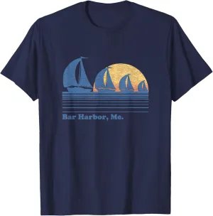 Bar Harbor ME Sailboat T-Shirt Vintage 80s Sunset Tee