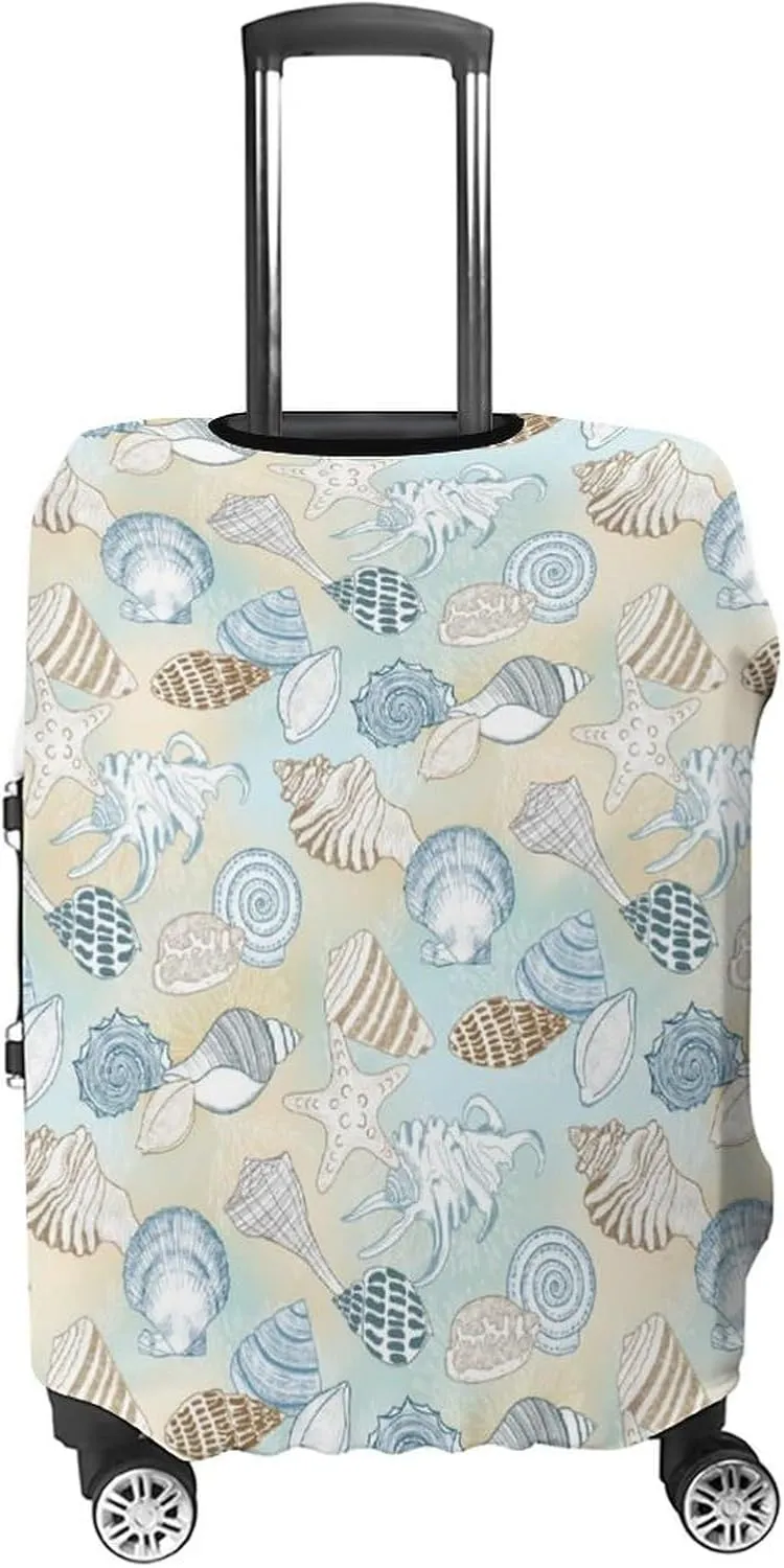 Beach Seashells Pattern Coastal Fashionable Printed Travel Luggage Protective Cover Suitable for Suitcases of Multiple Sizes S