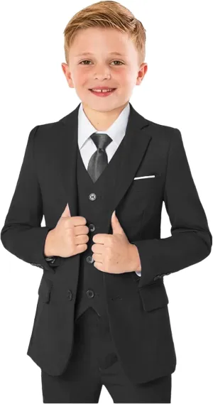 Boys Formal Suit 5 Piece Set, Toddler Tuxedos for Wedding, Suits for Teens Boy Dress School Clothes
