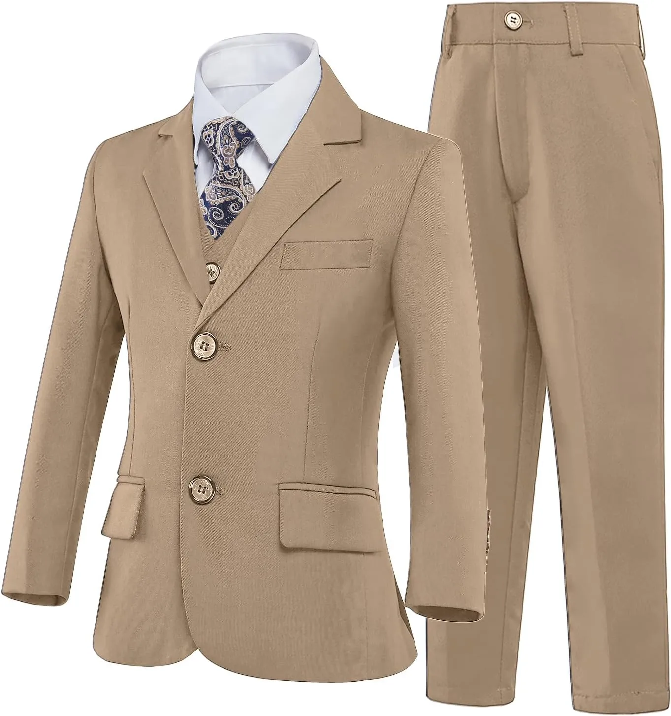 Boys Formal Suit 5 Piece Set, Toddler Tuxedos for Wedding, Suits for Teens Boy Dress School Clothes