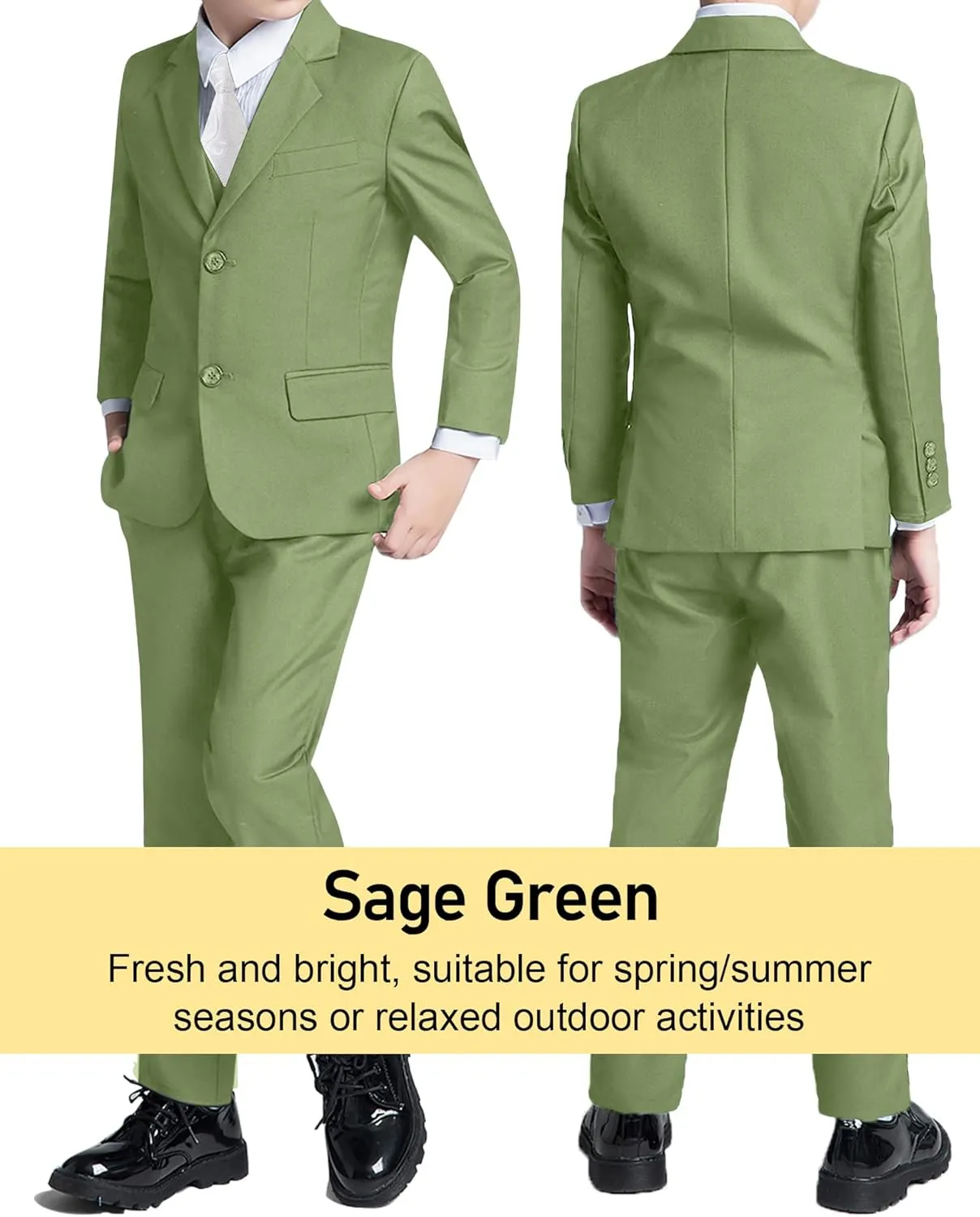 Boys Formal Suit 5 Piece Set, Toddler Tuxedos for Wedding, Suits for Teens Boy Dress School Clothes