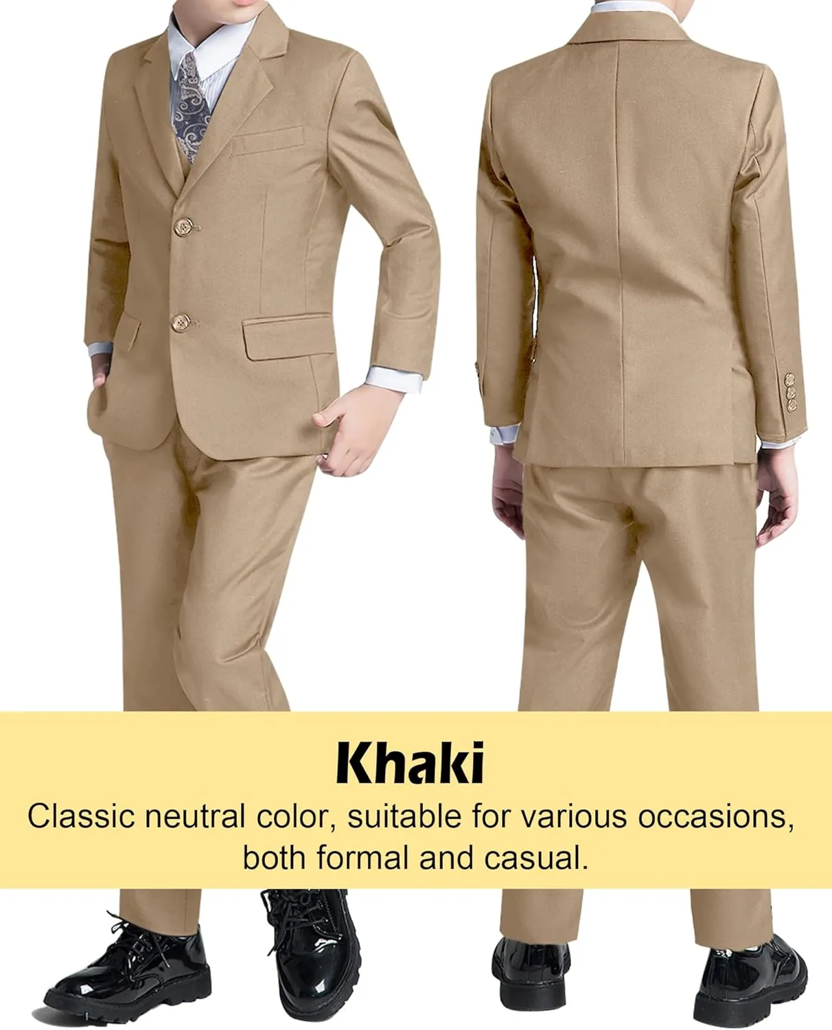 Boys Formal Suit 5 Piece Set, Toddler Tuxedos for Wedding, Suits for Teens Boy Dress School Clothes