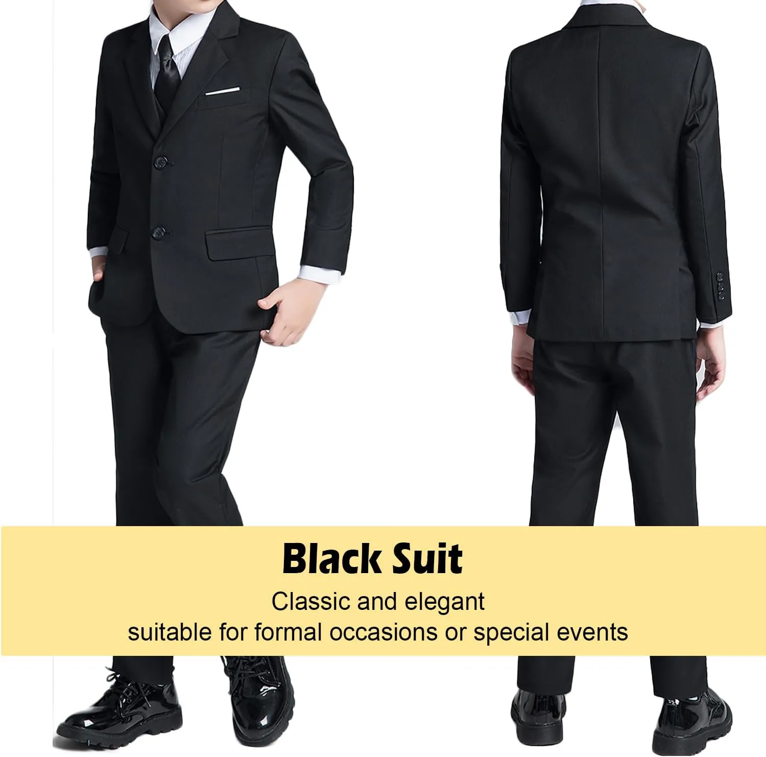 Boys Formal Suit 5 Piece Set, Toddler Tuxedos for Wedding, Suits for Teens Boy Dress School Clothes
