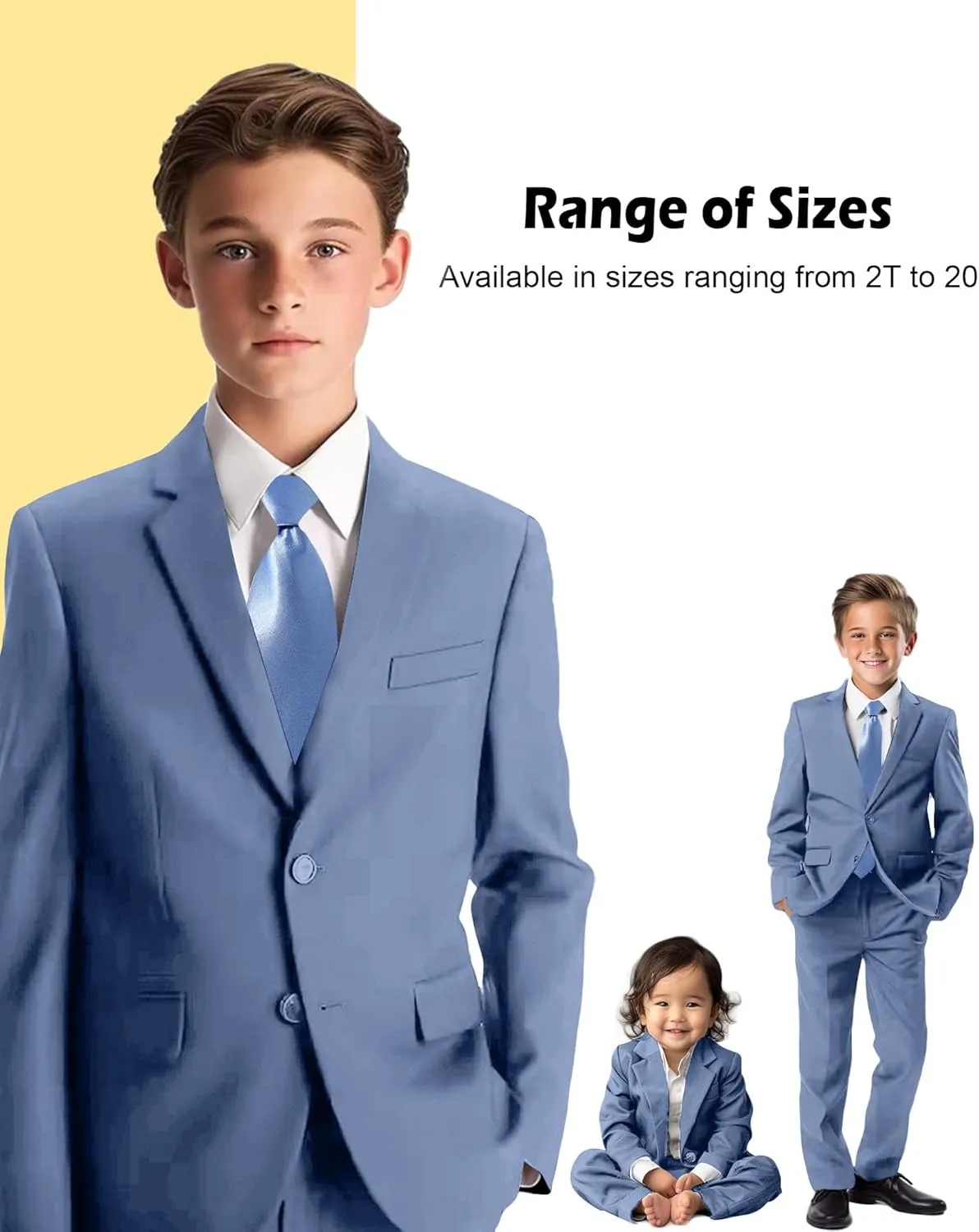 Boys Formal Suit 5 Piece Set, Toddler Tuxedos for Wedding, Suits for Teens Boy Dress School Clothes