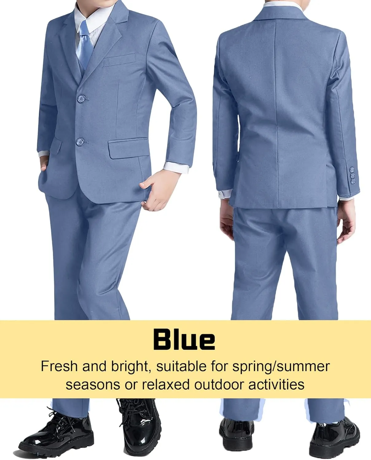 Boys Formal Suit 5 Piece Set, Toddler Tuxedos for Wedding, Suits for Teens Boy Dress School Clothes
