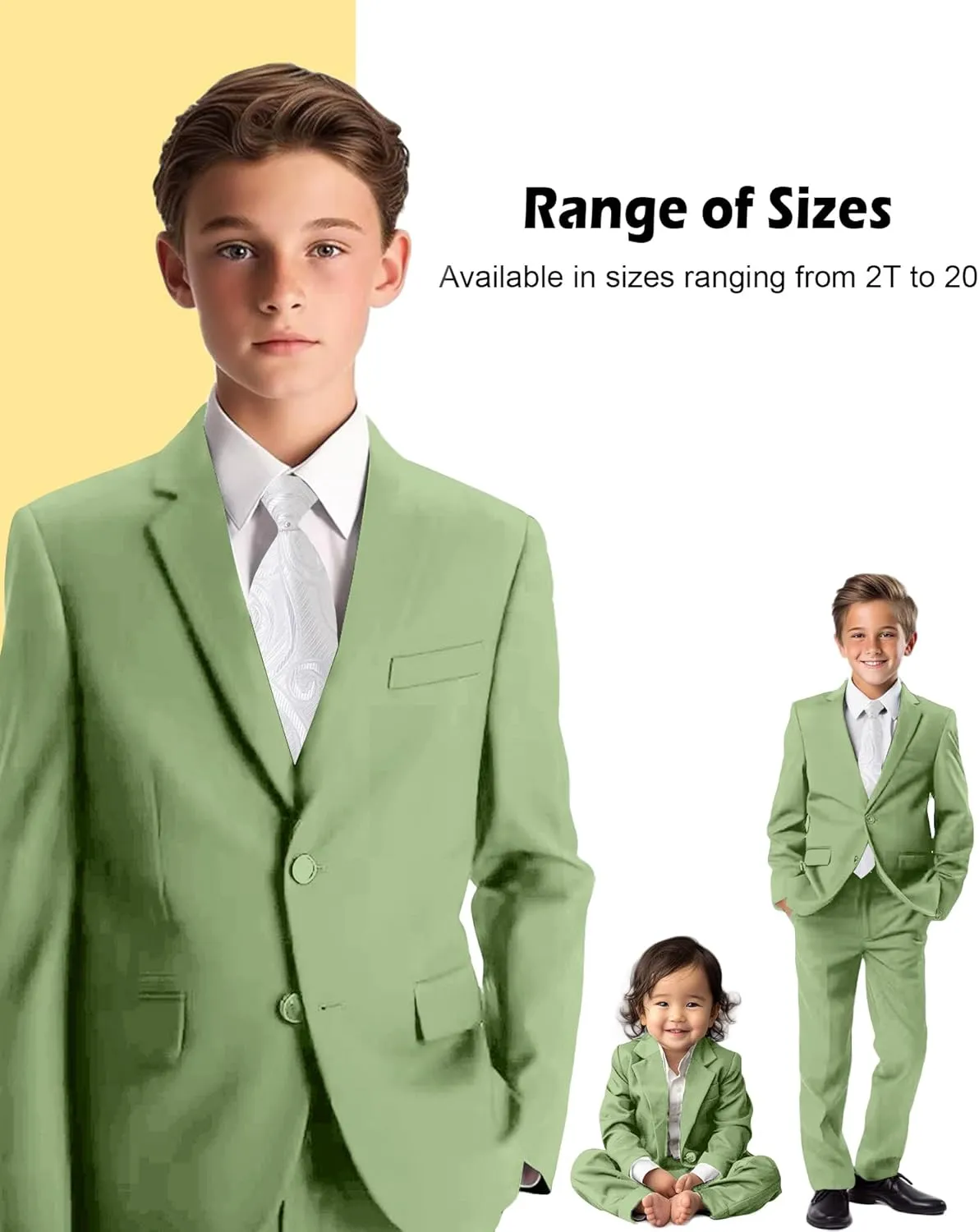 Boys Formal Suit 5 Piece Set, Toddler Tuxedos for Wedding, Suits for Teens Boy Dress School Clothes