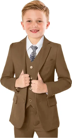 Boys Formal Suit 5 Piece Set, Toddler Tuxedos for Wedding, Suits for Teens Boy Dress School Clothes
