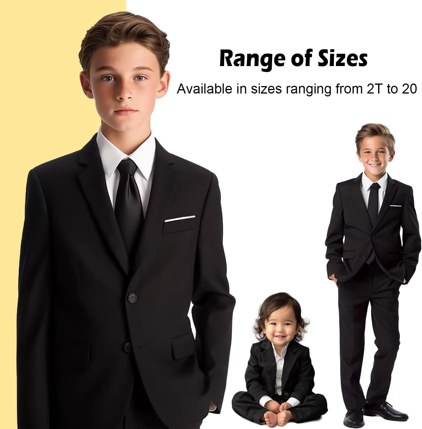 Boys Formal Suit 5 Piece Set, Toddler Tuxedos for Wedding, Suits for Teens Boy Dress School Clothes