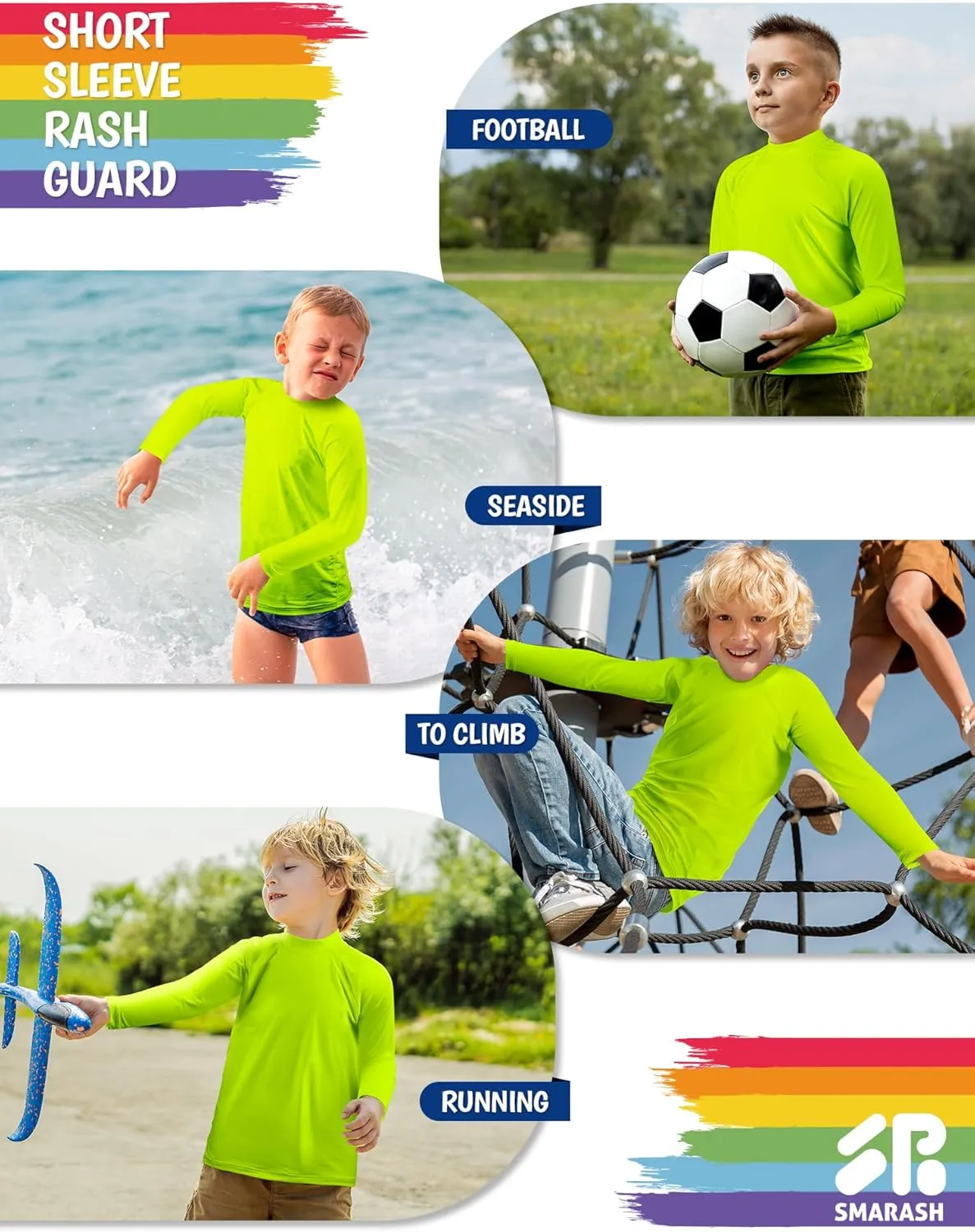 Boys Rash Guard Swim Shirts Long Sleeve UPF 50  Swimwear Youth Kids Sun Protection SPF Water Surfing Shirts Quick Dry