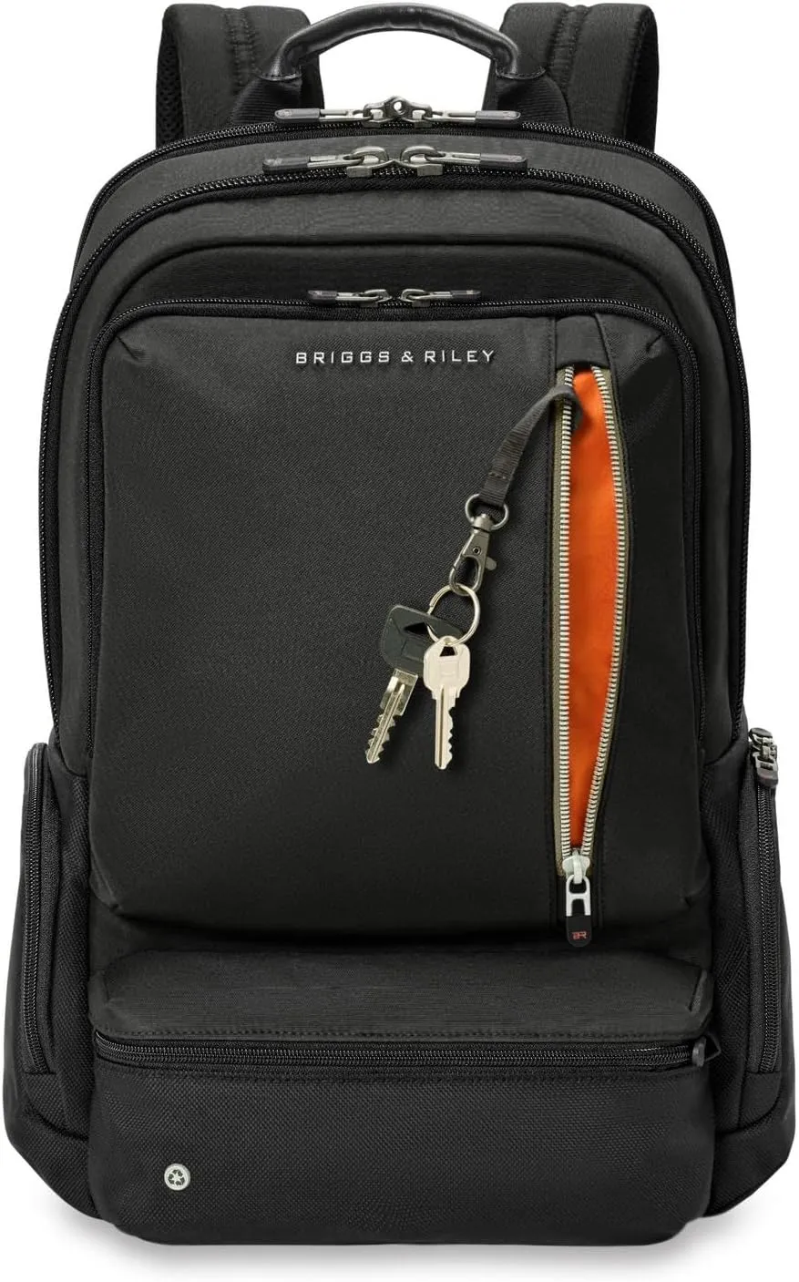 Briggs & Riley Large Cargo Backpack - Carry On Travel Backpack for Women & Men, Personal Item Bag, Self-Repairing Zippers, Padded Straps, Fits up to 17" Laptop - HTA Collection, Black
