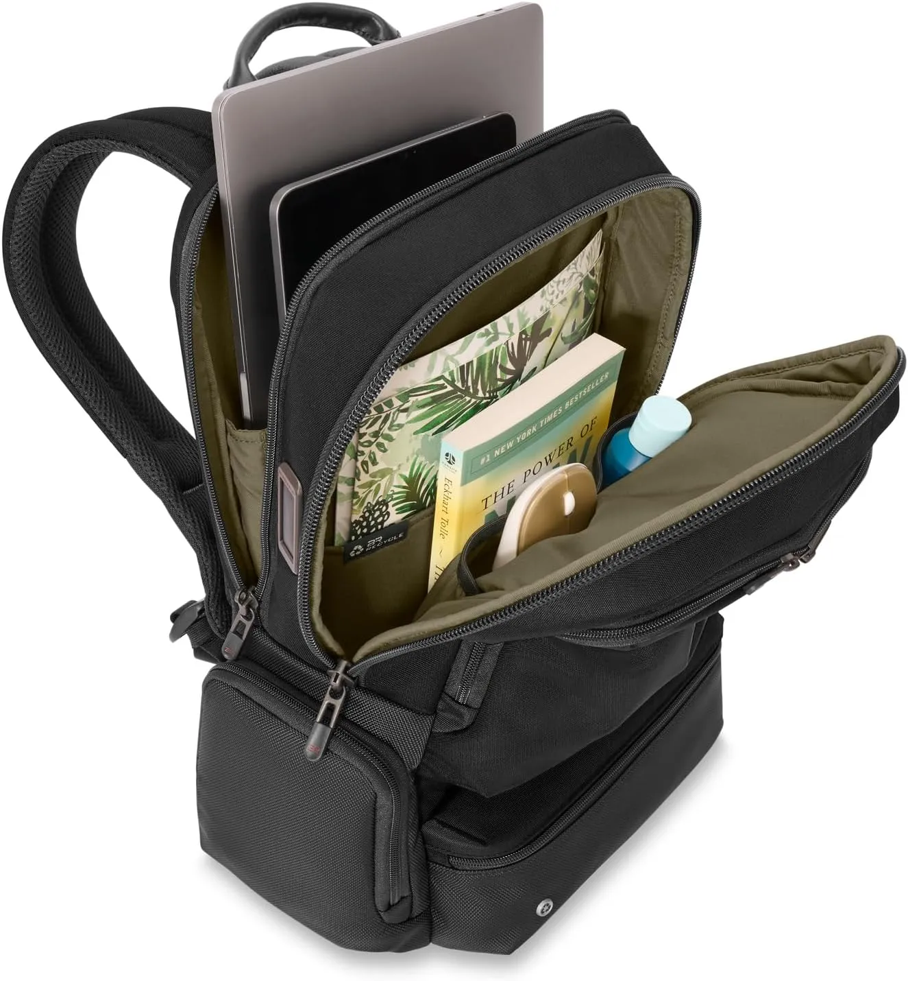 Briggs & Riley Large Cargo Backpack - Carry On Travel Backpack for Women & Men, Personal Item Bag, Self-Repairing Zippers, Padded Straps, Fits up to 17" Laptop - HTA Collection, Black