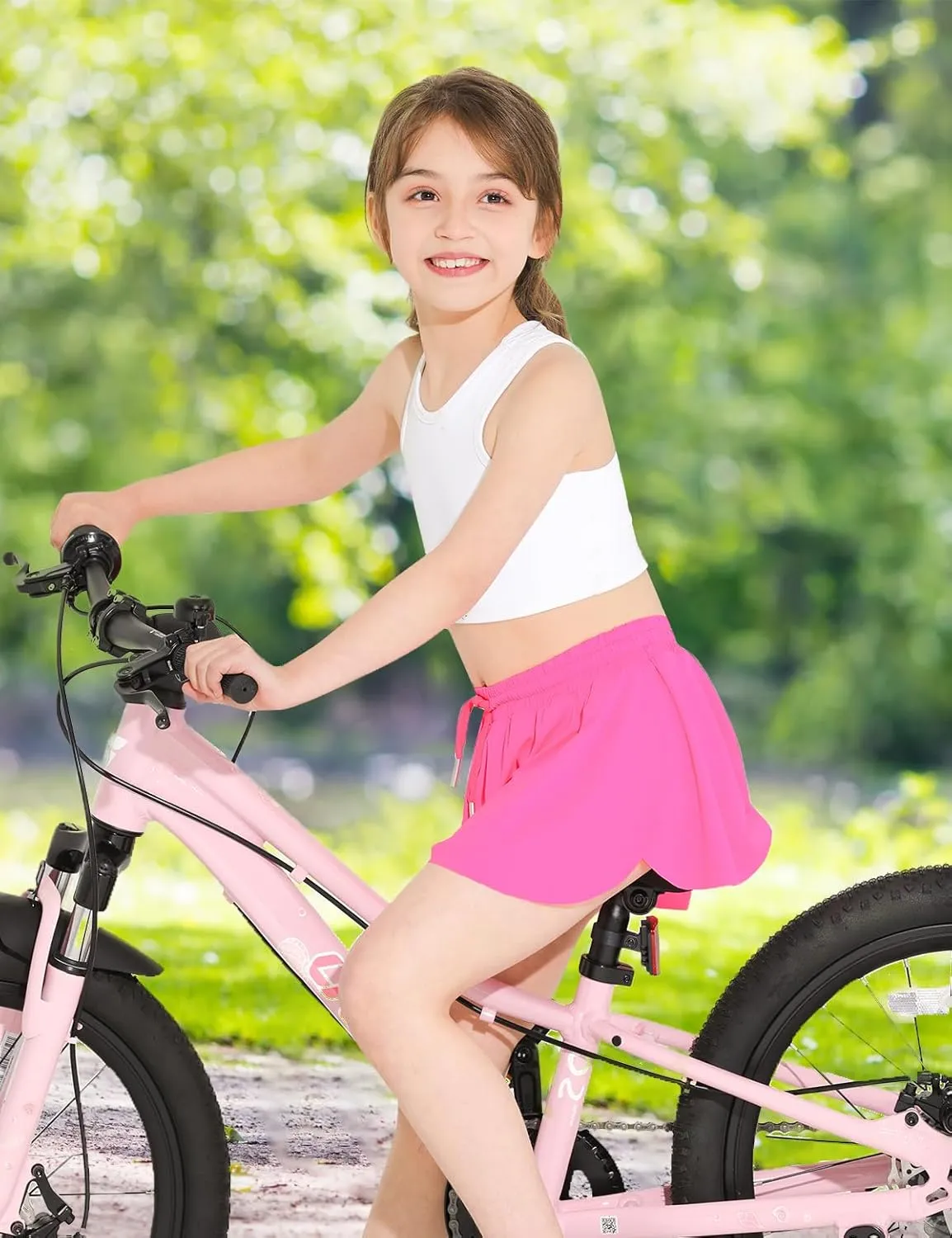 Butterfly Shorts Girls 2 in 1 Flowy Skorts with Pocket Athletic Running Tennis Skirts 3-14Y