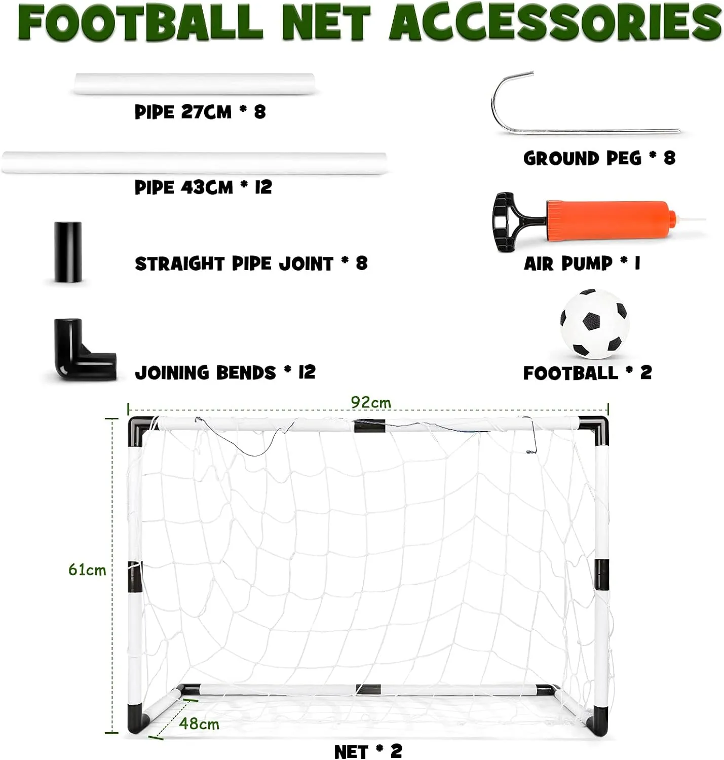 Cage de Football Lot de 2 Buts et Balle d'enfants | Fitnessterapy