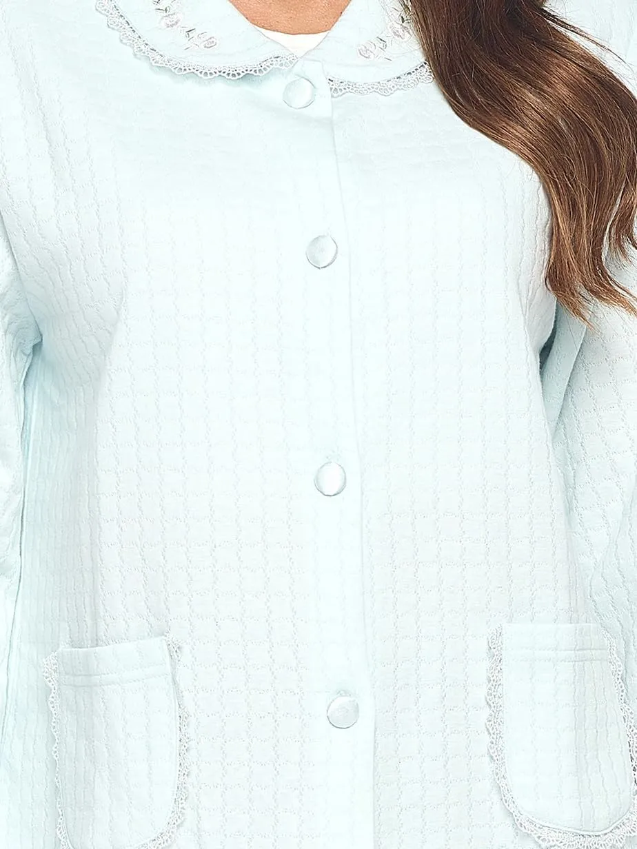 Casual Nights Women's Soft Bed Jacket, Button Front Long Sleeve Sleep Top with Pockets