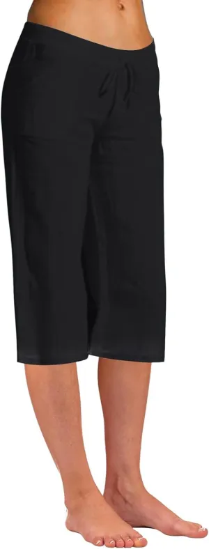 Ceboyel Womens Capris Casual Summer 2023 Yoga Cropped Pants High Waist 3/4 Length Causal Lounge Trousers Boho Beach Outfits