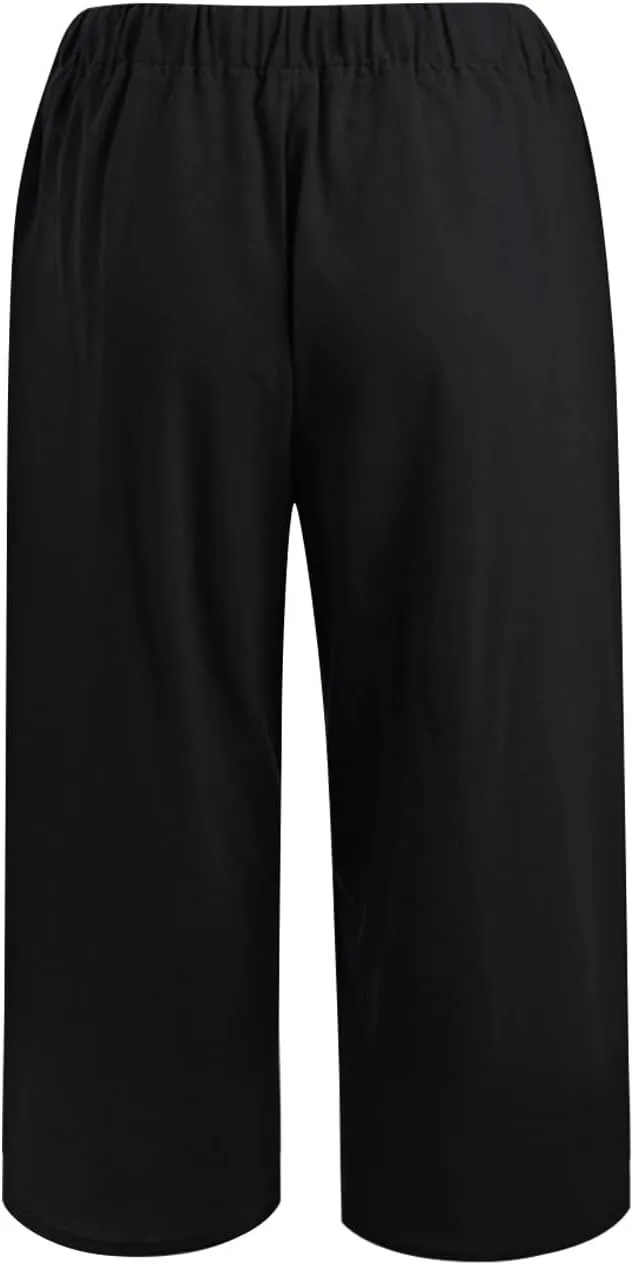 Ceboyel Womens Capris Casual Summer 2023 Yoga Cropped Pants High Waist 3/4 Length Causal Lounge Trousers Boho Beach Outfits