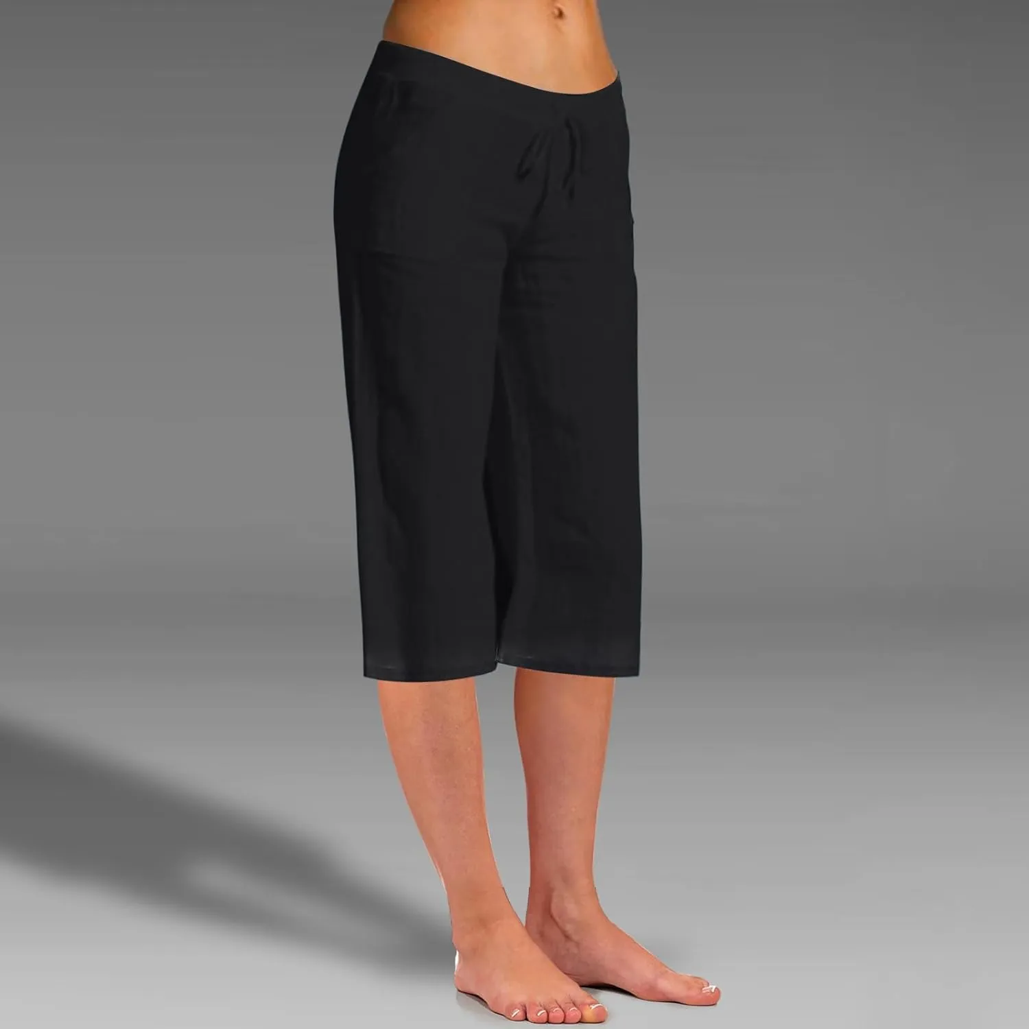 Ceboyel Womens Capris Casual Summer 2023 Yoga Cropped Pants High Waist 3/4 Length Causal Lounge Trousers Boho Beach Outfits