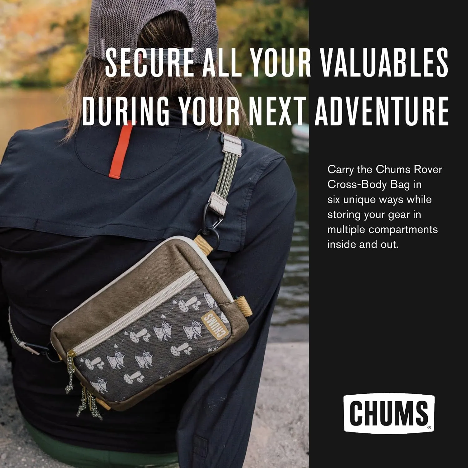 Chums Rover Crossbody Sling Bag for Women & Men  Convertible, Multi-Pocket Day Pack for Travel