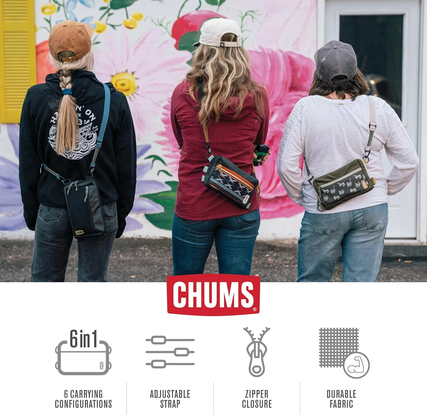 Chums Rover Crossbody Sling Bag for Women & Men  Convertible, Multi-Pocket Day Pack for Travel
