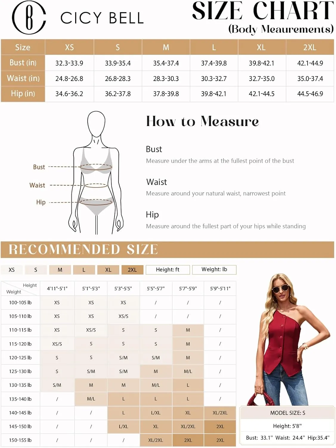 Cicy Bell Womens One Shoulder Blazer Vest Summer Fitted Button Down Waistcoat Trendy Work Sleeveless Suit Tops