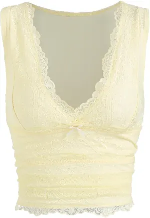 CIDER Lace Crop Tank Tops for Women Summer V Neck Sleeveless Going Out Tops Ruched Sexy Tee Trendy T Shirts Casual