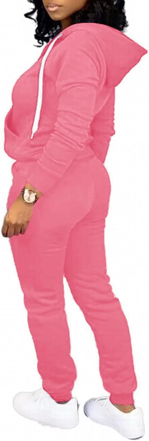 CLOCOR Track Suits for Women Set - Casual 2 Piece Outfits Sweatsuit Pocket Hoodies Long Sleeve with Patchwork Pants Set