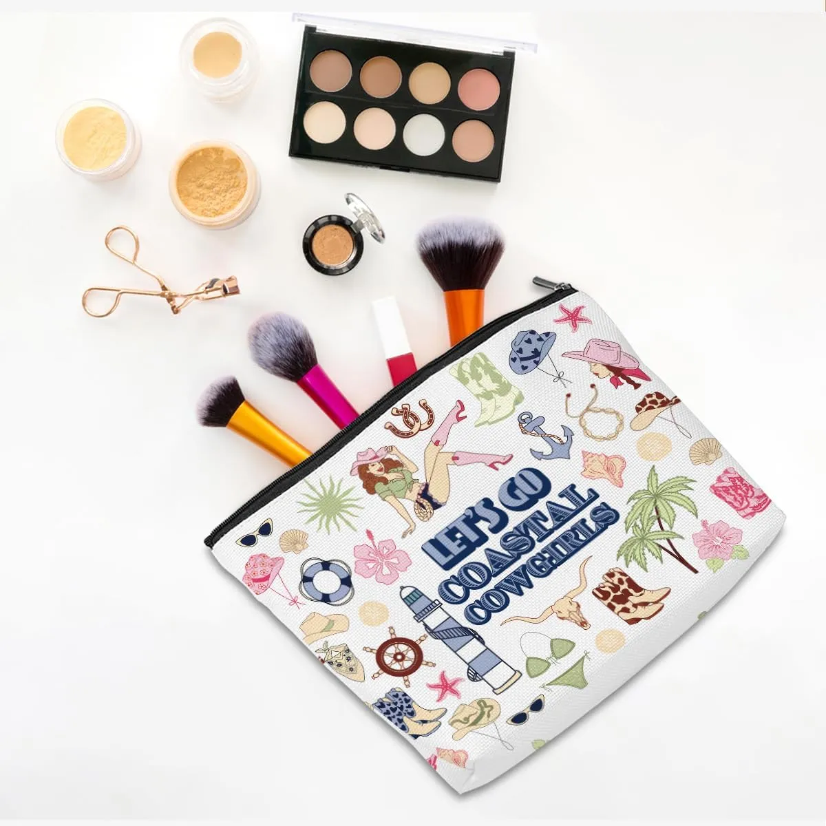 Coastal Cowgirl Gifts for Women Coastal Cowgirl Makeup Bag Western Gifts for Women Country Girl Gifts Pink Gifts Western Cosmetic Bag Birthday Christmas Friend Gifts