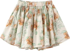 Colorful Childhood Girls Flowy Shorts with Pockets Toddler Wide-Leg Floral Skorts Skirt Kids Casual Pleated Summer Short
