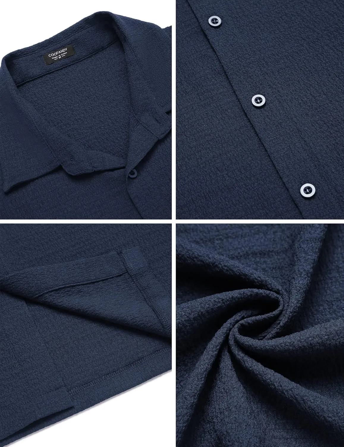 COOFANDY Men's Casual Long Sleeve Button Down Shirt Textured Wrinkle-Free Untucked Shirts