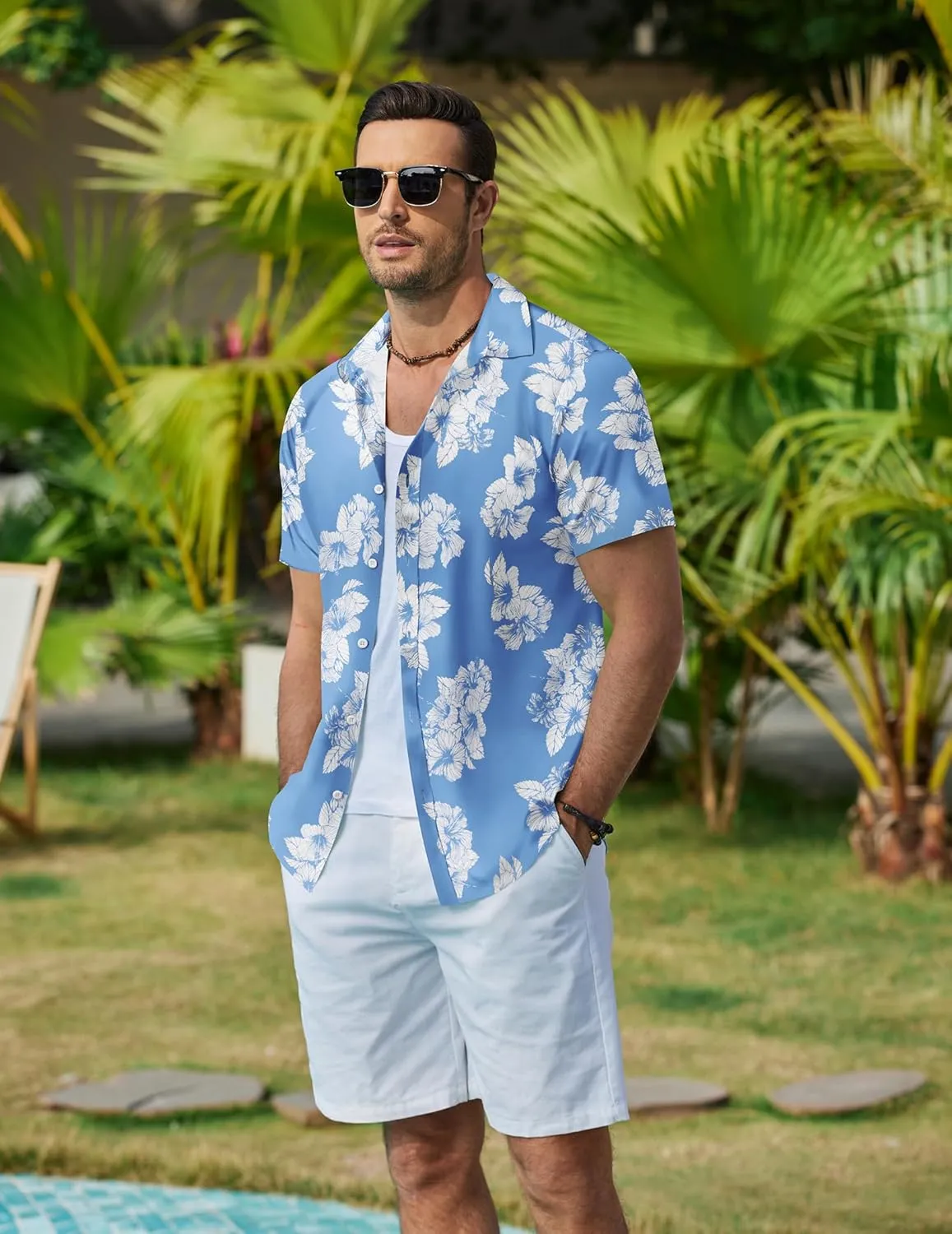 COOFANDY Mens Hawaiian Shirts Short Sleeve Button Down Aloha Shirt Casual Beach Clothes