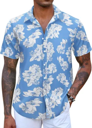 COOFANDY Mens Hawaiian Shirts Short Sleeve Button Down Aloha Shirt Casual Beach Clothes