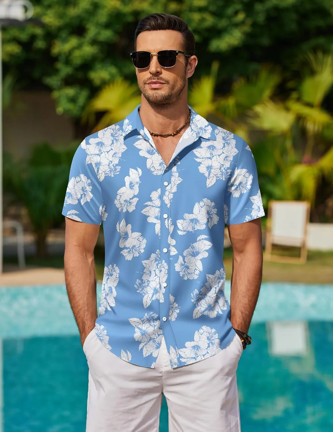COOFANDY Mens Hawaiian Shirts Short Sleeve Button Down Aloha Shirt Casual Beach Clothes