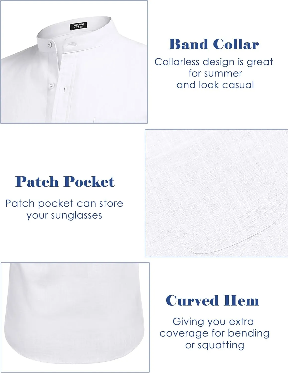 COOFANDY Men's Long Sleeve Cotton Linen Shirt Beach Button Down Shirts Casual Button Up Shirt Summer Yoga Tops with Pocket
