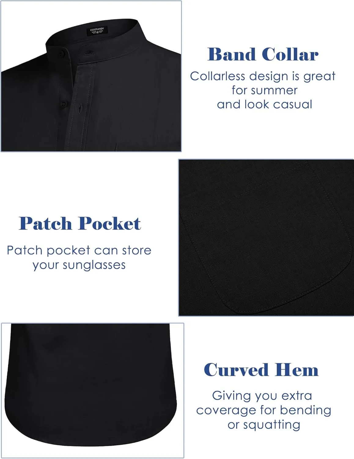 COOFANDY Men's Long Sleeve Cotton Linen Shirt Beach Button Down Shirts Casual Button Up Shirt Summer Yoga Tops with Pocket