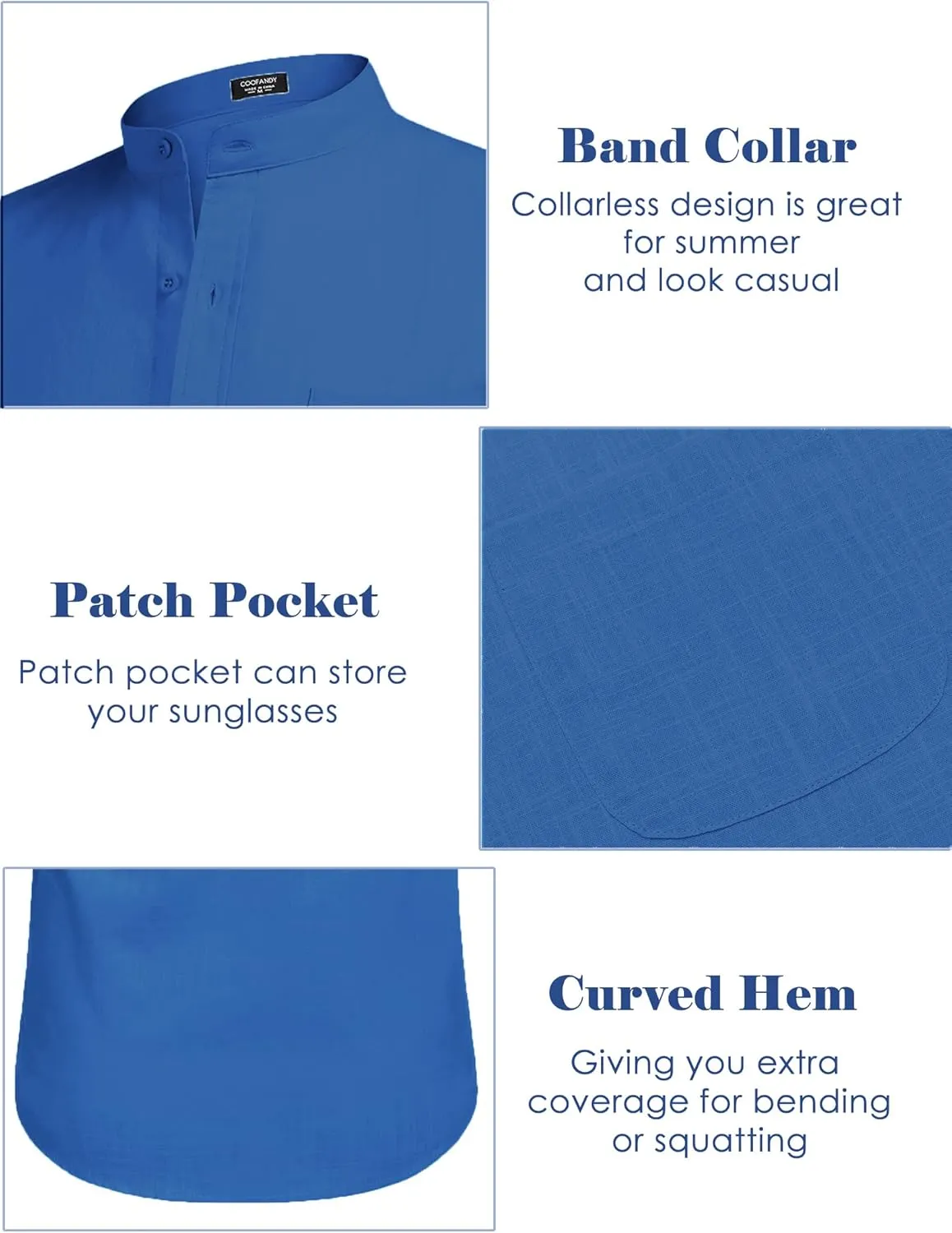 COOFANDY Men's Long Sleeve Cotton Linen Shirt Beach Button Down Shirts Casual Button Up Shirt Summer Yoga Tops with Pocket