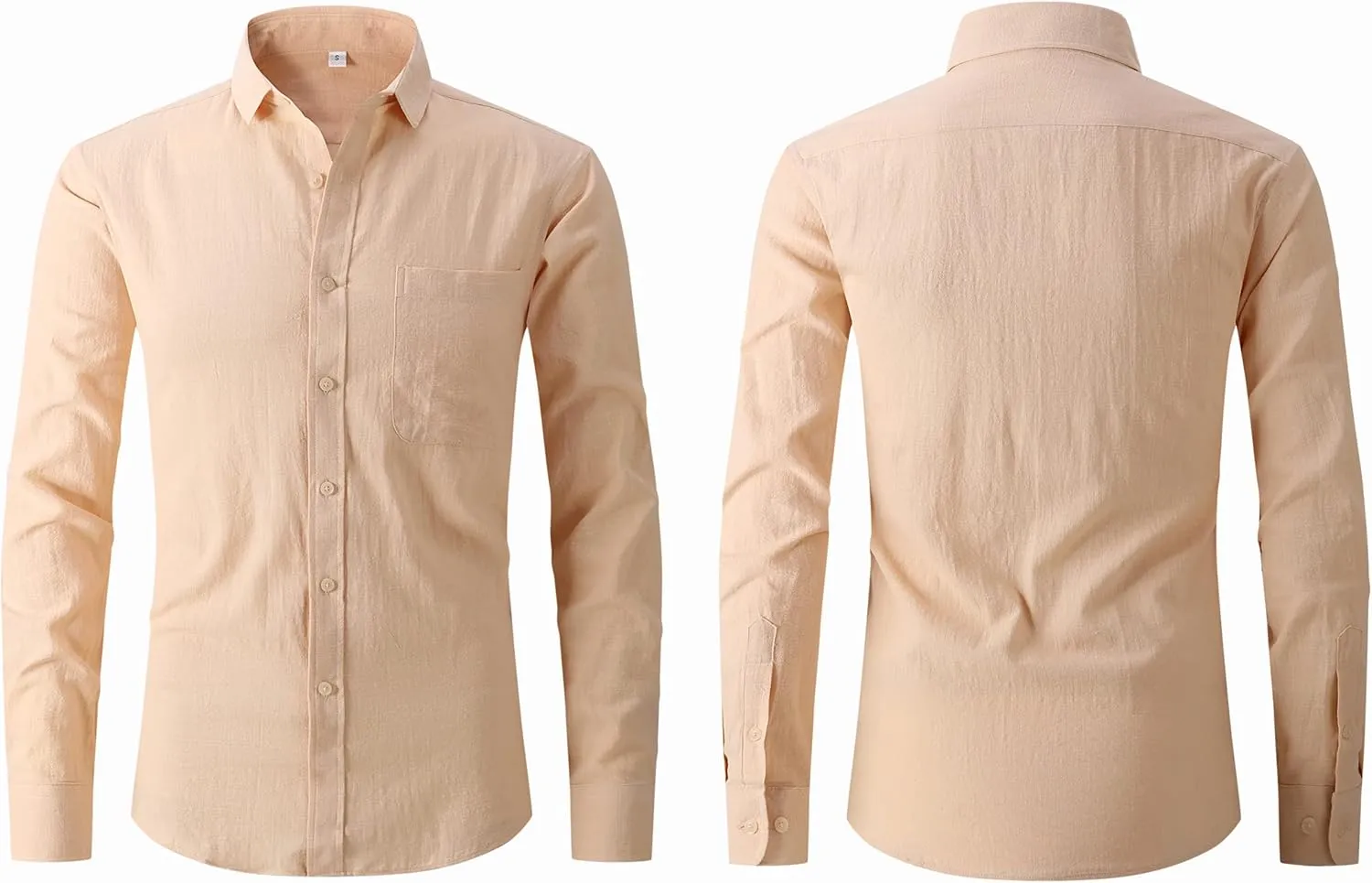 Cotton Linen Beach Shirts: Men's Casual Button Down Long Sleeve Loose Fit Dress Shirt with Pocket Tops