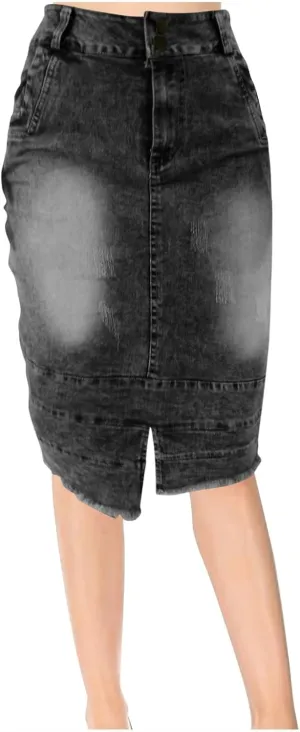 Cowgirl Pencil Skort for Women Linen Denim Midi Knee Length Skorts Women 2025 Fashion