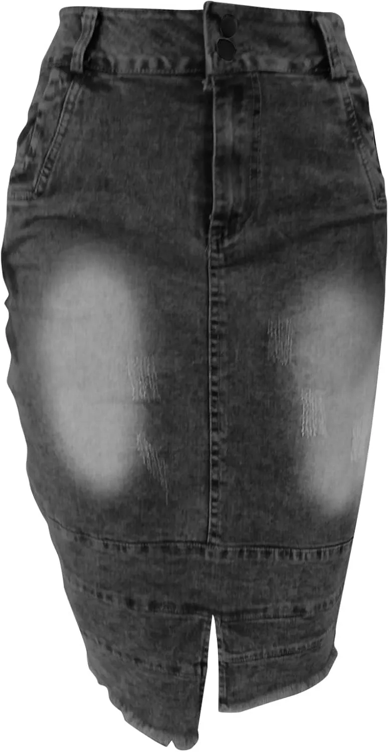 Cowgirl Pencil Skort for Women Linen Denim Midi Knee Length Skorts Women 2025 Fashion