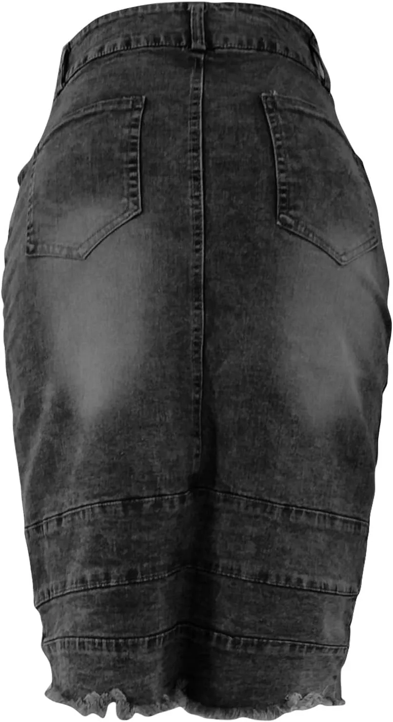 Cowgirl Pencil Skort for Women Linen Denim Midi Knee Length Skorts Women 2025 Fashion