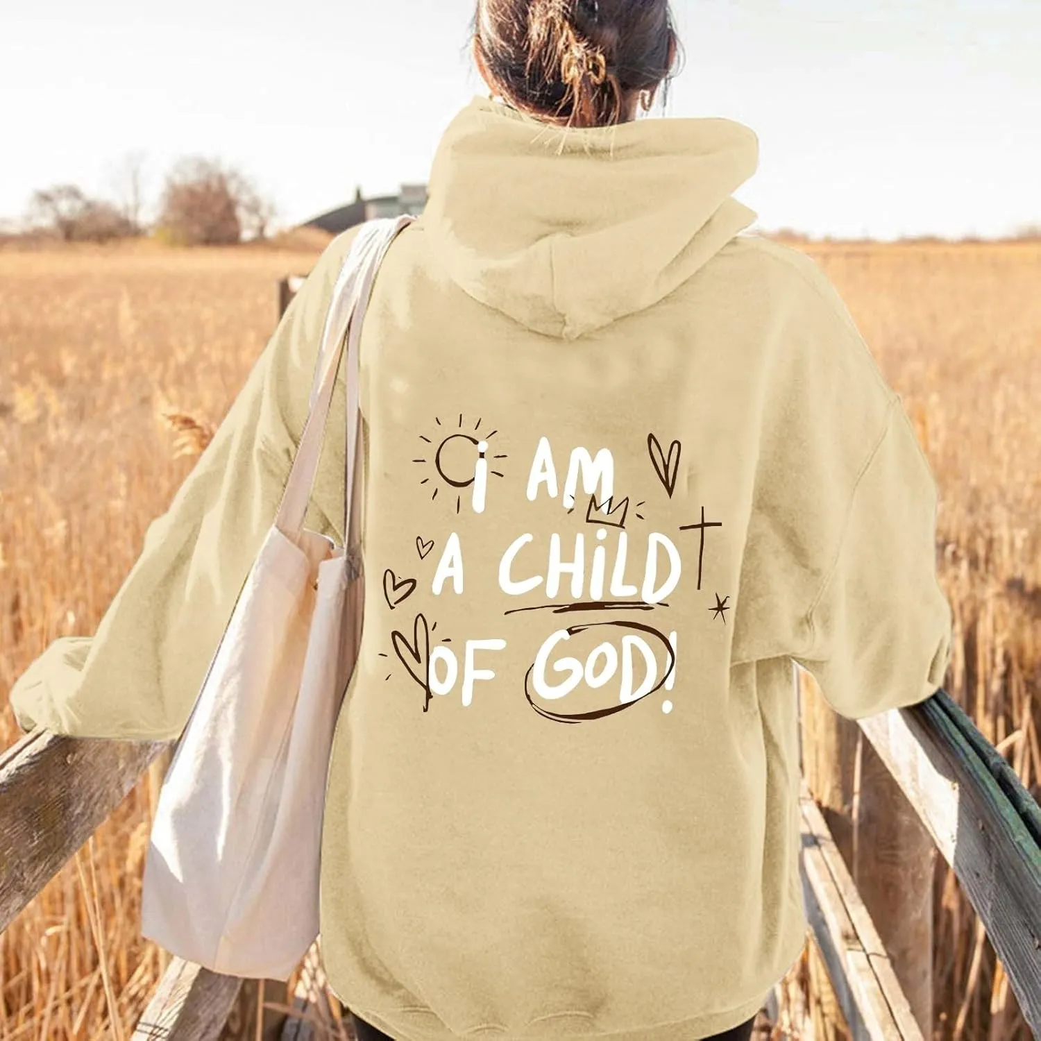 Cute Preppy Hoodie for Women Inspirational Letter Graphic Sweatshirt Oversized Long Sleeve Casual Loose Pullover