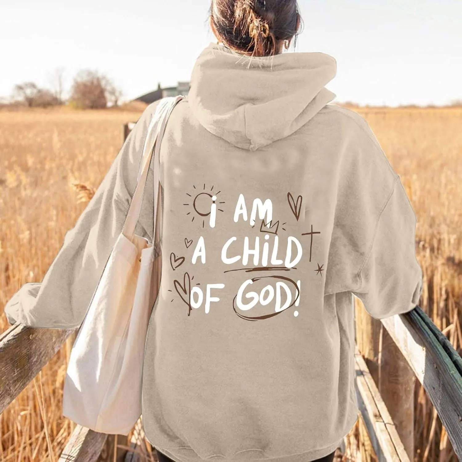 Cute Preppy Hoodie for Women Inspirational Letter Graphic Sweatshirt Oversized Long Sleeve Casual Loose Pullover