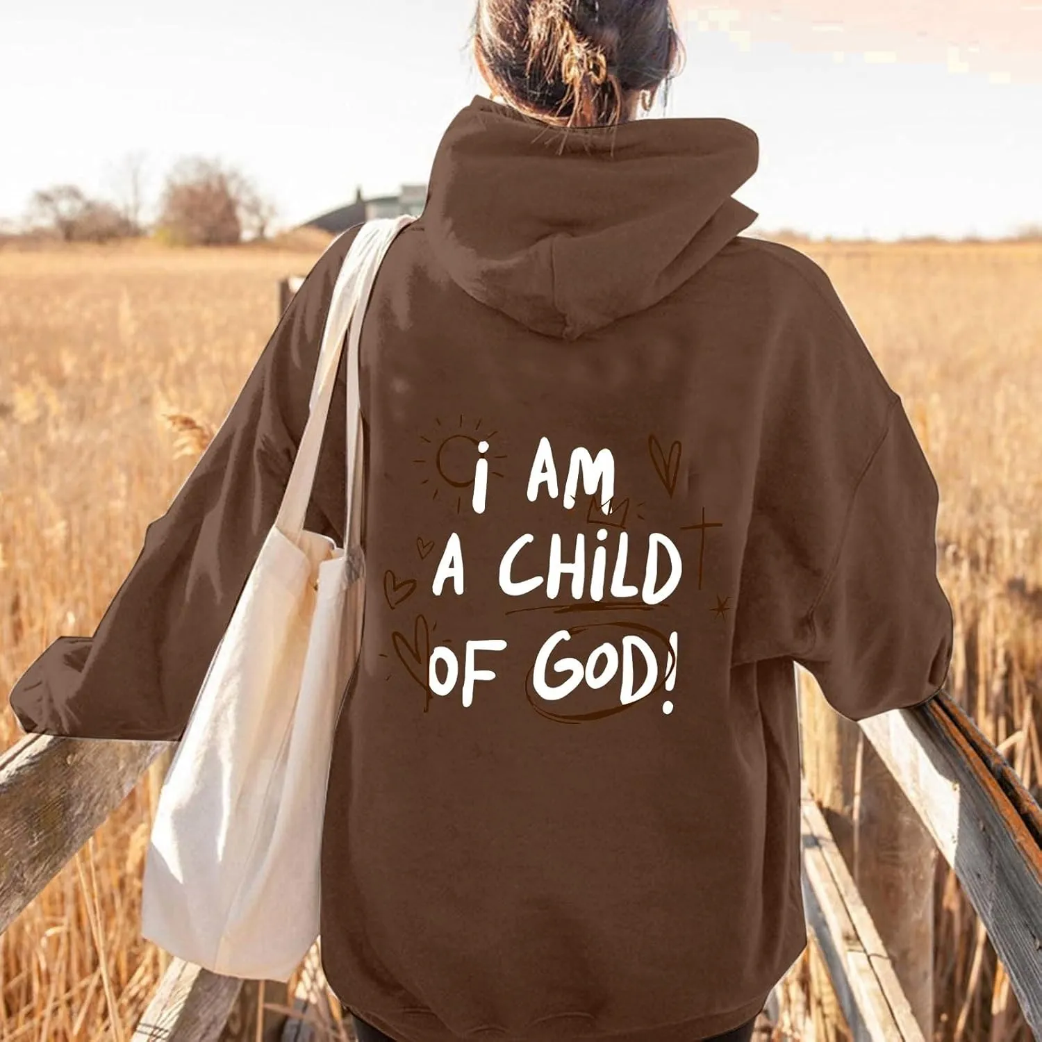 Cute Preppy Hoodie for Women Inspirational Letter Graphic Sweatshirt Oversized Long Sleeve Casual Loose Pullover