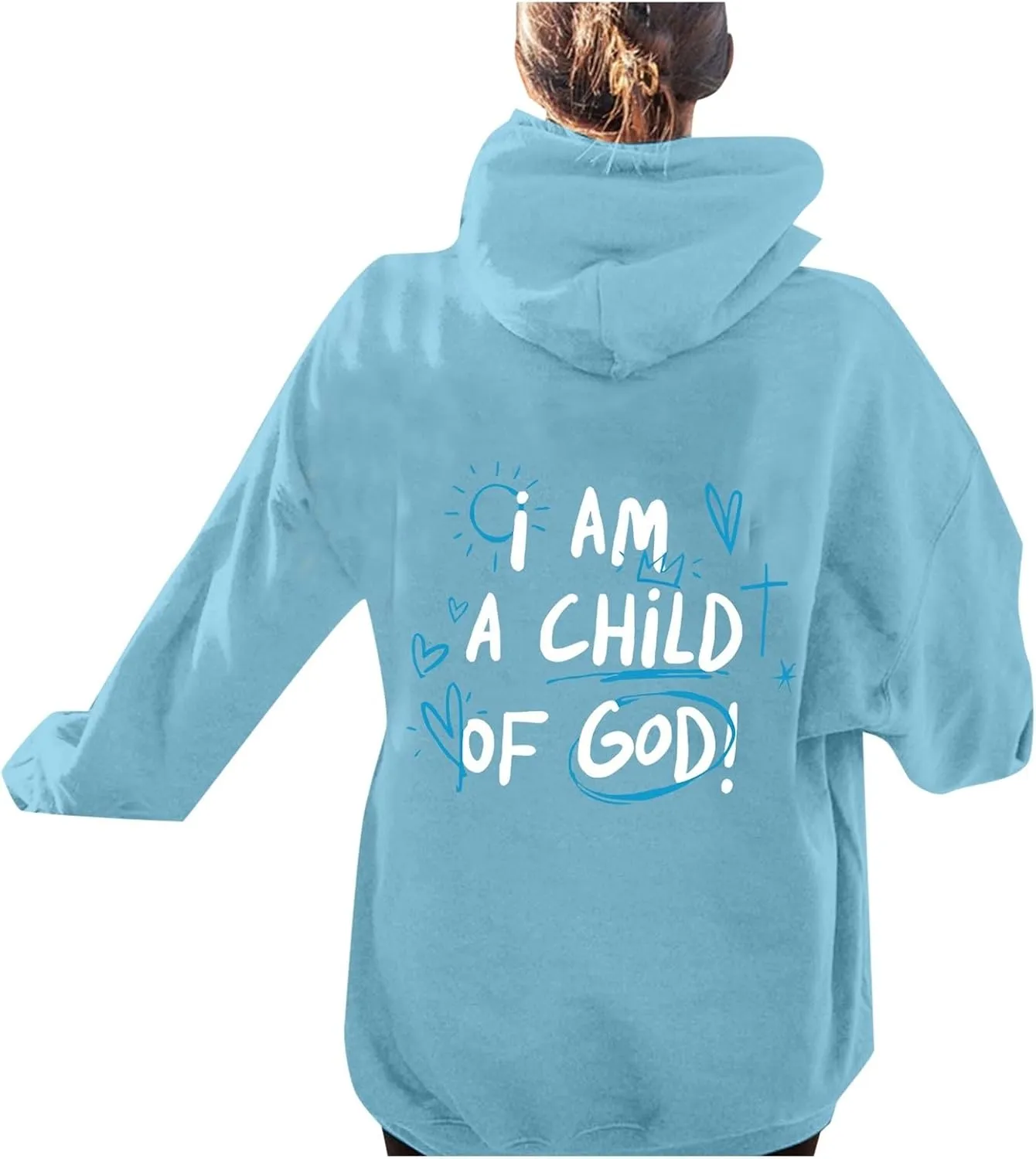 Cute Preppy Hoodie for Women Inspirational Letter Graphic Sweatshirt Oversized Long Sleeve Casual Loose Pullover