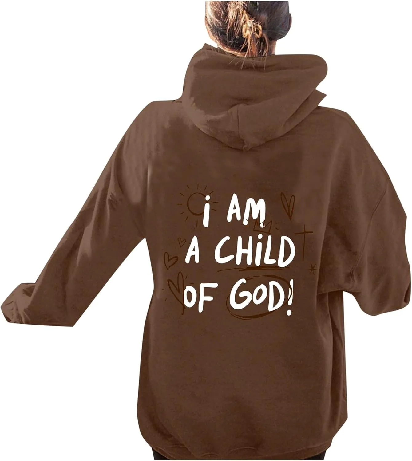Cute Preppy Hoodie for Women Inspirational Letter Graphic Sweatshirt Oversized Long Sleeve Casual Loose Pullover